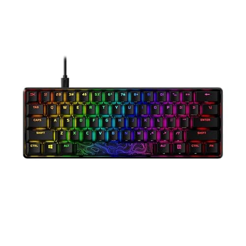 HyperX Alloy Origins 60 - Mechanical Gaming Keyboard, Ultra Compact 60% Form Factor, Double Shot PBT Keycaps, RGB LED Backlit, NGENUITY Software Compatible - Linear HyperX Red Switch,Black