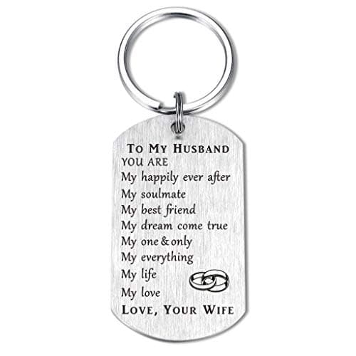 CPLJW Husband Keychain Gifts from Wife - Husband Birthday Anniversary Christmas Idea Engraved Keychain Gifts