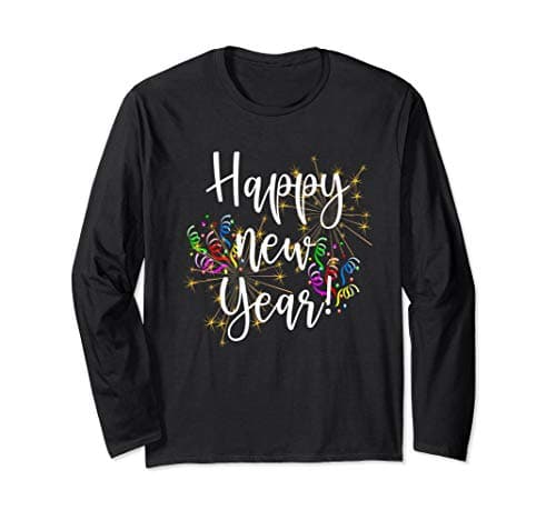 Happy New Year Day Eve Party Fireworks Confetti Costume fun Long Sleeve T-Shirt