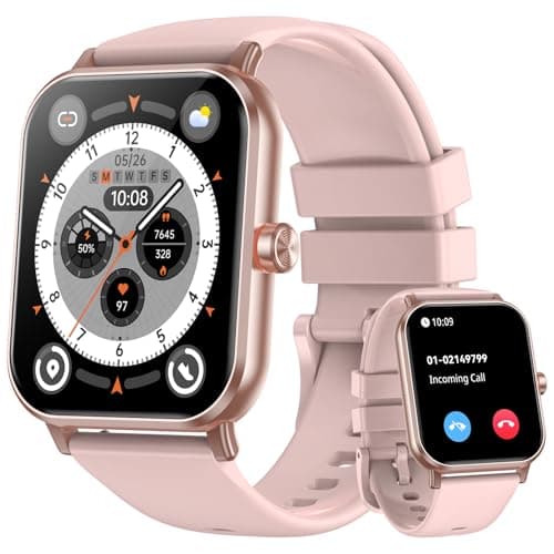 Smart Watch for Men Women, 1.85" HD Fitness Tracker with Bluetooth Calls, IP68 Waterproof, 120+ Sport Modes, 24/7 Heart Rate/Sleep Monitor, Pedometer, Calories, Smartwatch for iOS Android (Pink)