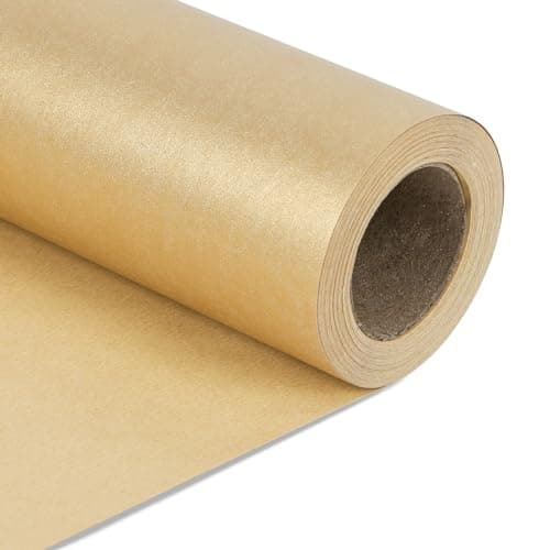 NESCCI Gold Matte Wrapping Paper,Solid Color Pearly-Lustre Paper,Gift Wrapping Paper,Perfect for Wedding,Valentine's Day,Birthday,Christmas,Baby Shower,DIY Bouquet (17 Inches X 32.8 Feet)