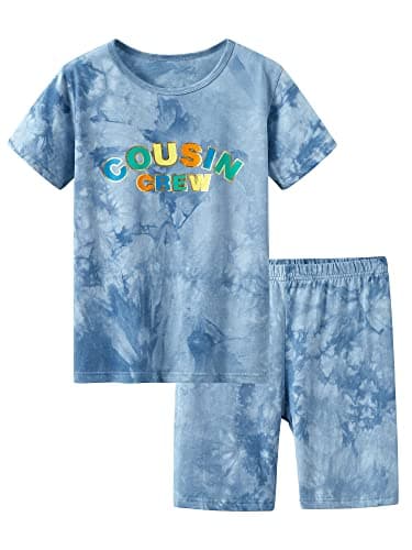 Beezizac Boys Cousin Crew Pajamas Matching with Girls Cotton Tie Dye Short PJ Set Size 8