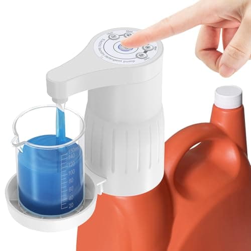 Laundry Detergent Dispenser with Graduated Cup for Liquid Detergent Containers, Electronic Laundry Detergent Pump, for Laundry Room Organization, Save Space