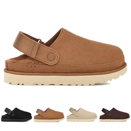 hexnart Fashion Adjustable Platform Clogs for Women's Casual Indoor Non Slip Comfortable Outdoor Slippers Suede Women's Mules & Clogs(Brown-38)