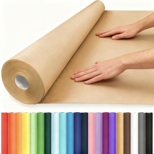 Vanhench Brown Wrapping/Packing Paper Roll 36"x 2520" (210'), Kraft/Craft Paper for Bulletin Board Birthday Christmas Thanksgiving Gift Art Bouquet Flower Poster Shipping Moving Supplies, 70GSM 50LB