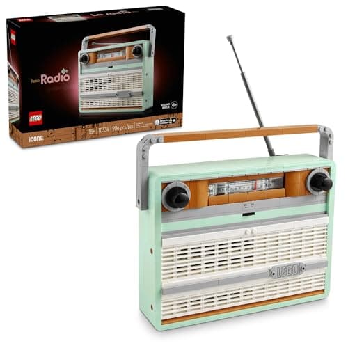 LEGO Icons Retro Radio Building Set for Adults - Home Decor for Bedroom, Living Room, Desk for Vintage Aesthetic with Sound Effects & Smart Phone Integration- Gift for Men and Women - 10334