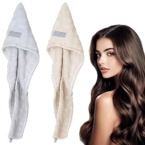 Macuezu 2 Pack Microfiber Hair Towel Wrap for Women, Hair Towel Wrap Super Absorbent Quick Dry Turban for Curly Straight Long Short Thick Wet (27.6" x 9.4")