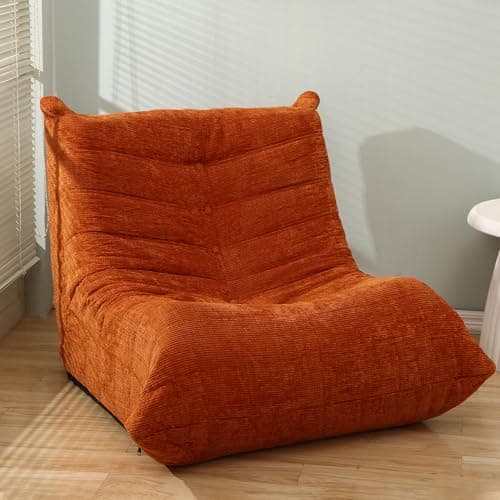 Bean Bag Chair,Bean Bag Sofa for Adults,BeanBag Chair with Memory Foam,Modern Fireside Lounge Chairs for Living Room,Bedroom,Office,Orange