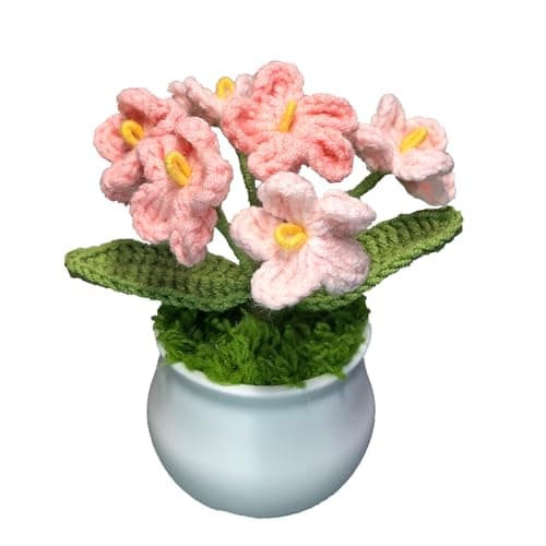Joekaran Crochet Flowers Cute Flower for Mom, Valentines Birthday Gifts for Women and Coworkers, Mother, Teacher, Graduation, Christmas, Desk Decor,Home Office Decoration(Pink Gradient Myosotis)