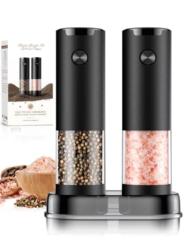 Electric Salt and Pepper Grinder Set Automatic Battery Pepper Mill Shakers Adjustable Coarseness Upgraded Larger Capacity with Led Home and Kitchen Appliances Christmas Gifts for Women