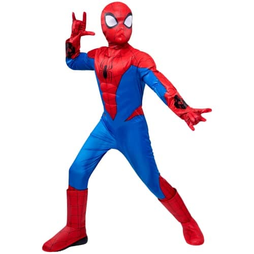 Marvel Spider-Man Official Youth Halloween Costume - Padded Jumpsuit with Gloves and Detachable Mask (XS) Multi