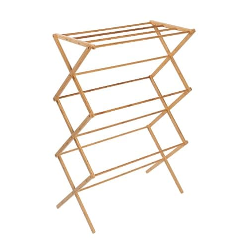 Honey-Can-Do Collapsible Bamboo Drying Rack – Sturdy & Foldable Laundry Drying Rack, Space-Saving & Portable Clothes Rack for Air-Drying Clothes, Towels, Blankets & Delicates, Indoor & Outdoor Use.