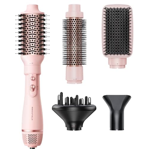 Best Hair Dryer Brushes #1 from wavytalk Blow Dryer Brush Set, Wavytalk Air Sculpt 5-in-1 Hot Air Brush Set, Multi Hair Styler for Salon Blowouts, Smooth Curls, Volumizing and Straightening, Sleek and Less Frizz, Pink
