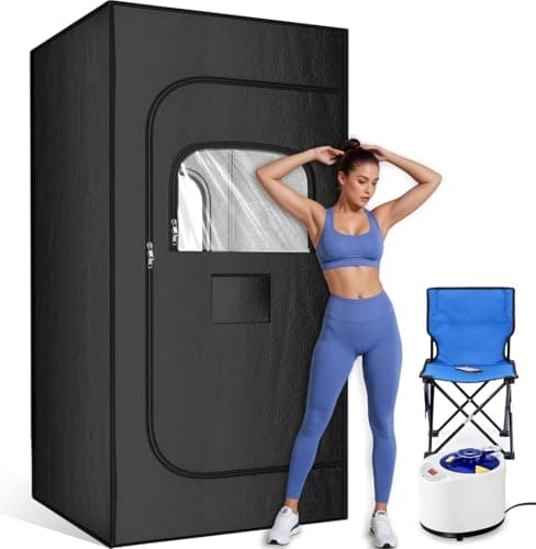 Portable Sauna Box for Home, Personal Steam Nurecover Saunas Heater at Home Use, 𝟑𝐋 𝟏𝟐𝟎𝟎𝐰 Steamer, Indoor Foldable Sauna Tent, Dry Sauna SPA Full Body, Black, 2.7’ x 2.7’ x 5.9’