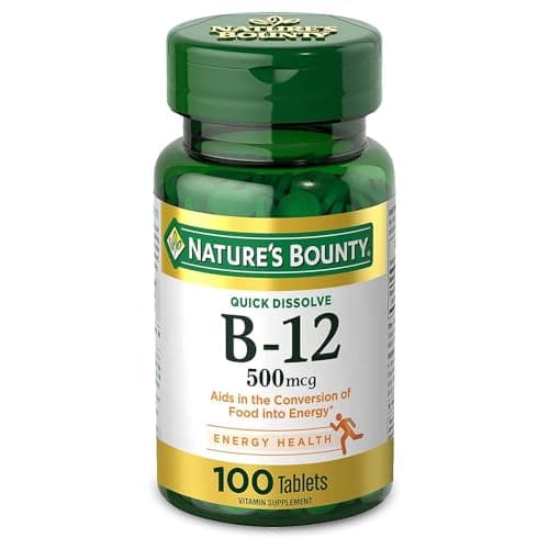 Nature's Bounty Vitamin B12, Supports Energy Metabolism and Nervous System Health, 500mcg, 100 Quick Dissolve Tablets