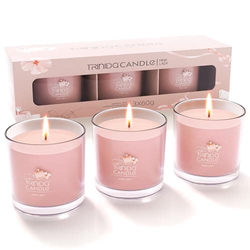 TRINIDa Candles for Women, 3 Scented Candles for Home Scented, 6.3Oz Pink Candle Set, Peach, Jasmine & Vanilla Scented Soy Candles Gifts for Women (+5 Series Options)