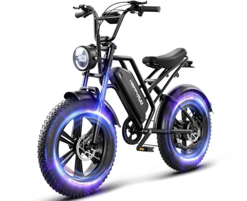 HAPPYRUN 1500W Moped Style Electric Bike | Adult eBikes - 48V 18Ah Removable Battery | 60+ Mile Range | 32MPH Top Speed - All Terrain Fat Tire Electric Bike for Mountains, Snow, Sand, Road (G50)