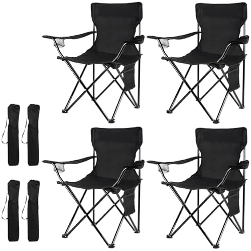 Damei century 4Pack Folding Camping Chairs-Lightweight, Installation-Free, Portable Chair for Beach, Lawn, Outdoor Sports,Black