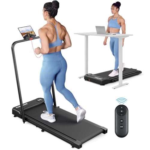 THERUN Walking Pad Treadmill, 2.5 HP Under Desk Treadmill, 2 in 1 Foldable Treadmill for Home, Walking Pad with Handle Bar, 15" Widened Running Belt, Treadmill with Remote Control & LED Touch Screen