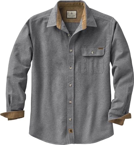 Legendary Whitetails Mens Flannel Shirt Long Sleeve Button Down 100% Cotton, Charcoal Heather, LRG