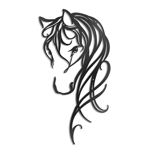 OYEFLY Black Metal Horse Wall Decor,Rustic Concise Western Horse Decoration (style 2)