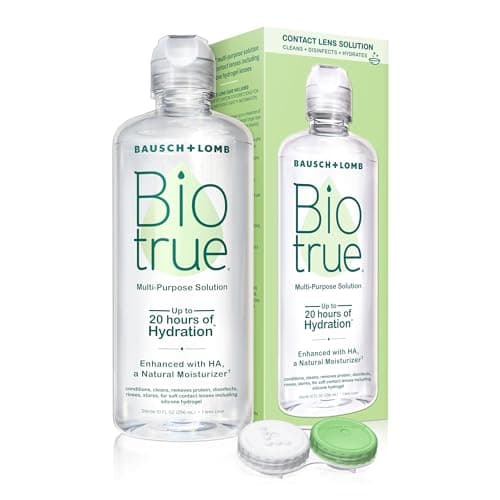 Biotrue Contact Solution, Multi-Purpose Solution with Lens Case, Cleans, Conditions, Hydrates, Disinfects, Removes Protein, Dirt & Debris, Contact Lens Cleaner & Storage, 10 Fl Oz (Pack of 1)