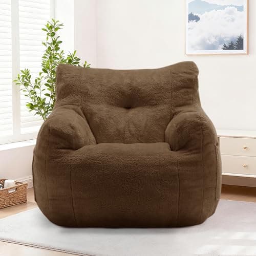 Korser Bean Bag Chair for Adults and Kids, Small Comfy Beanbag Lounge Floor Sofa Reading Chair with Armrests, Mini Cloud Sofa for Living Room, Bedroom and Game Rooms, Plush Chair with Memory Foam