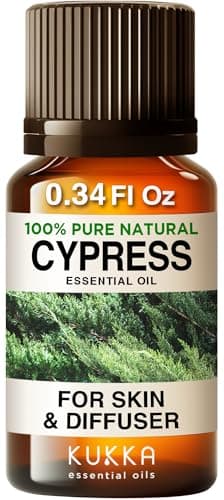 Kukka Cypress Essential Oil - 100% Natural Grade Cypress Oil Essential Oils for Aromatherapy - Cypress Oil for Varicose Veins & Diffuser - Soap Making Scent & DIY (0.34 Fl Oz)