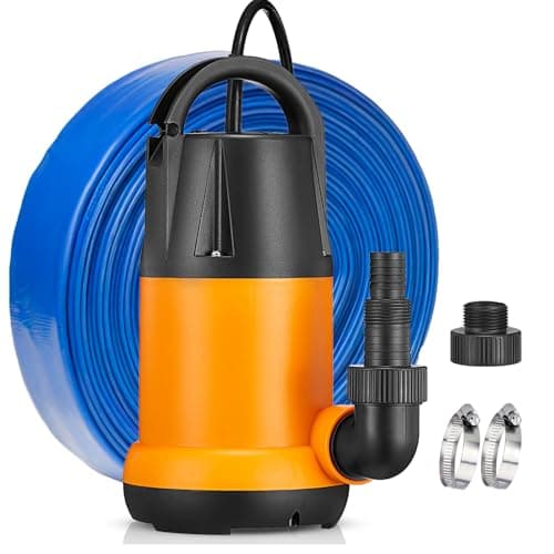 Limodot Submersible Water Pump With 25ft. Hose Kit, Sump Pump, Utility Pump with 25-Foot Power Cord, 4000GPH, Portable Water Pump for Swimming Pools, Garden Ponds, Basements, Multi-Purpose Drainage