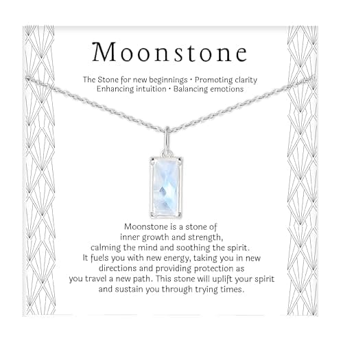 HOPE LOVE SHINE New Beginnings Rainbow Moonstone Sterling Silver Necklace for Women - Meaningful Jewelry Gifts for Her