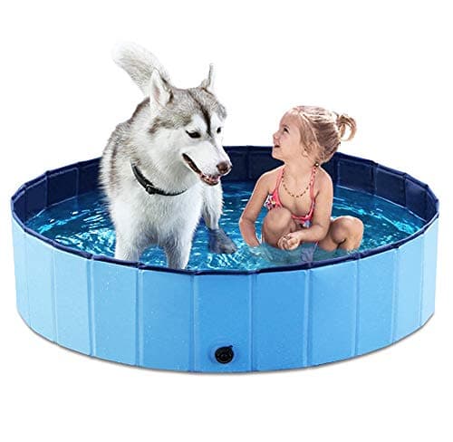 Jasonwell Foldable Dog Pet Bath Pool Collapsible Dog Pet Pool Bathing Tub Kiddie Pool Doggie Wading Pool for Puppy Small Medium Large Dogs Cats and Kids 48" Blue