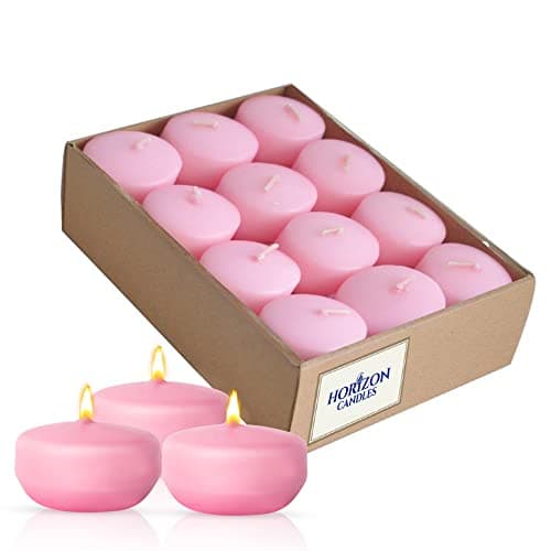 Horizon - Unscented 24 Piece Floating Candles for Parties | 2" Dripless and Smokeless Floating Candles with 5 Hours Burning Time for Centerpieces at Wedding, Pool, Home Decor | Baby Pink