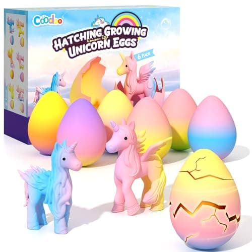 Coodoo Unicorn Hatching Rainbow Eggs for Kids - 6 Pack Unicorn Toys Craft Kits for Boys & Girls, Birthday Easter Basket Stuffers Crafts Gift for Kids 3+ Year Old - Girl Gifts for Ages 3 4 5 6 7 8