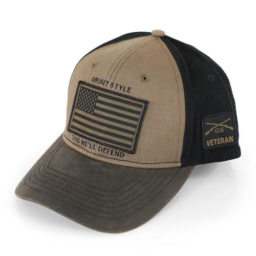 Grunt Style Hat - Veteran Flag Cap (Brown, One Size)