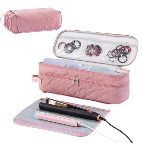 Wintogo Large Capacity Hair Tools Travel Bag with Detachable Heat Resistant Mat, Double Layer Organizer Case for Flat Irons, Curling Irons, Hair Dryers, and Travel Carrying Case for Hair Tool Storage