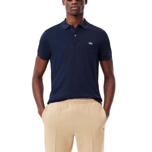 Lacoste Men's Regular Fit Cotton Pima Polo Shirt, Navy Blue, Small