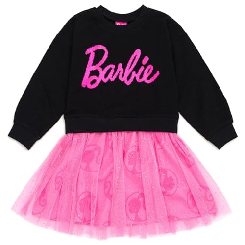 Barbie Toddler Girls French Terry Dress Black 4T