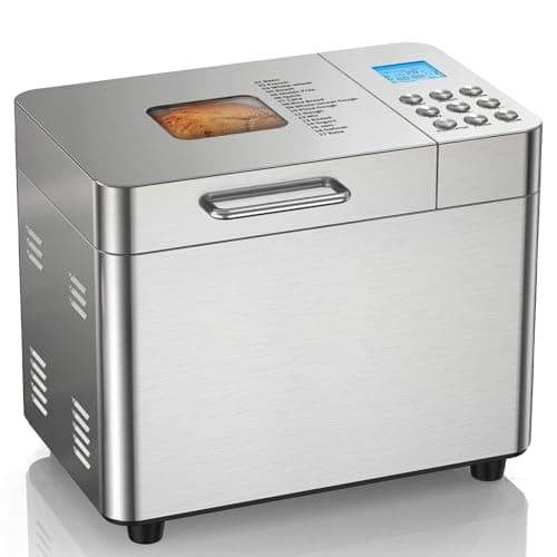 2LB Bread Maker Machine, OSIPOTO 17 in 1 Automatic Stainless Steel Bread Machine, Non-stick, Beginner-Friendly Controls, 15 Hour Timer, Easy to Clean Low Noise, High Success Rate for Homemade Bread