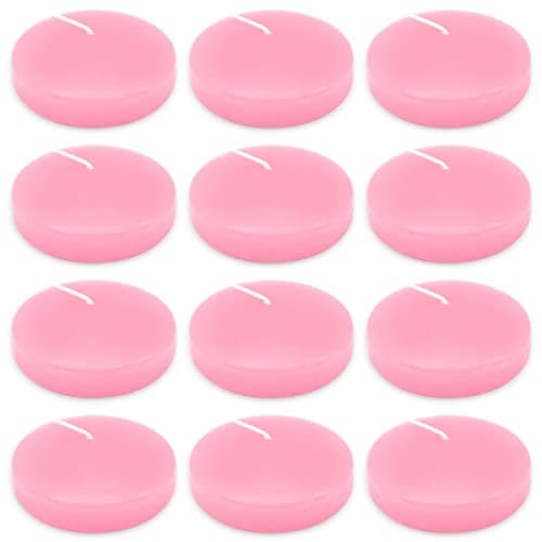 10 Hour Pink Floating Candles Large 3" Unscented Dripless Pool Water Wax Floating Candles for Vases, Centerpieces at Valentine's Day Wedding, Party, Holiday, Set of 12