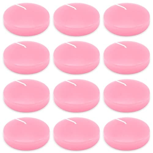 10 Hour Pink Floating Candles Large 3" Unscented Dripless Pool Water Wax Floating Candles for Vases, Centerpieces at Valentine's Day Wedding, Party, Holiday, Set of 12