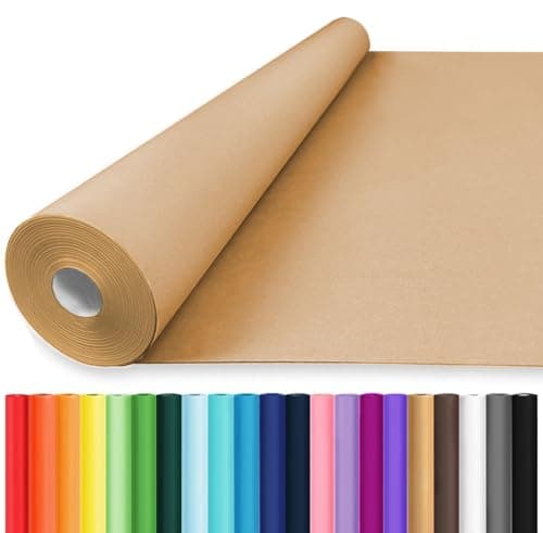 Vanhench 36"x1500"(125') Brown Wrapping Paper, Craft Paper, Kraft Paper Roll, Bulletin Board Arts & Crafts, Bouquet Flower Table Covering Poster Packing Shipping Moving Supplies 70GSM 50LB