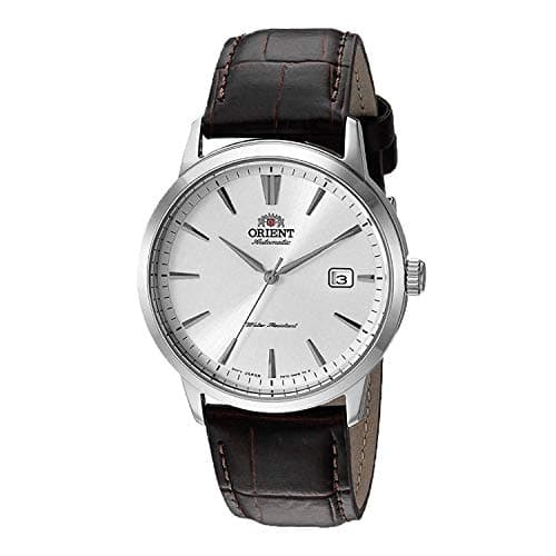 Orient 'Symphony 3' Japanese Automatic/Hand-Winding Watch with Leather Strap Dial Color: White (Model: RA-AC0F07S10A), Silver Case