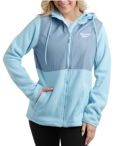 Reebok Women's Jacket - Polar Fleece Sweatshirt Jacket - Lightweight Coat for Women (S-XL), Size Medium, Soft Blue