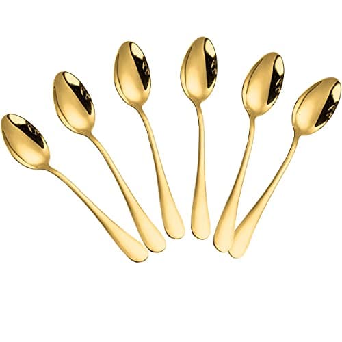 Wesdxc56 Demitasse Espresso Spoons, Mini Coffee Spoon, Stainless Steel Small Spoons for Dessert, Tea,Set of 6 (gold)