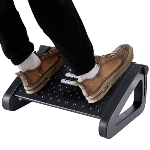 CasaZenith Foot Rest, Six Heights Adjustable Foot Rest for Under Desk at Work, Ergonomic Foot Stool for Under Office Desk. Under Desk Footrest with Foot Massage Roller, Chair Footrest for Leg Rest