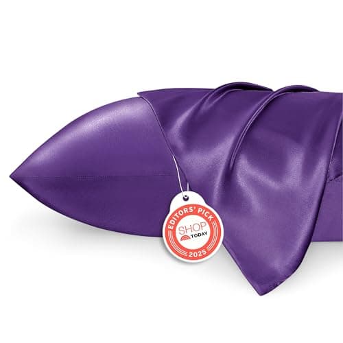 Bedsure Satin Pillowcase 2 Pack Similar to Silk Pillow Cases Standard Size, Pillow Case for Sleeping Women with Envelope Closure, Gifts for Women Men, Purple, 20x26 Inches, 2pcs