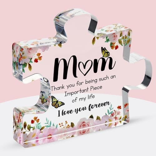 VELENTI Gifts for Mom - Cute Engraved Acrylic Block Puzzles Piece - Adorable Mom Gift from Son, Daughter - Fun Christmas, Mothers Day, Birthday Gift Idea for Mom - Fancy Decoration Piece for Home