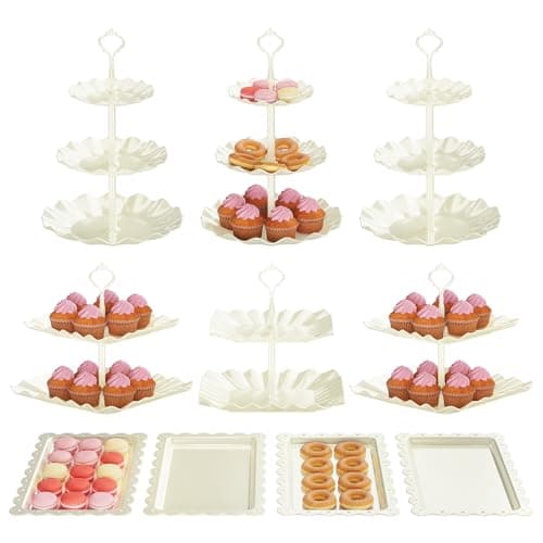 10 PCS Cupcake Stand Holder, Dessert Table Display Set, Treat Table Candy Cake Desert Tiered Tray, 3 Tier Serving Trays for Tea Party, Wedding Baby Shower Bridal Shower Decorations