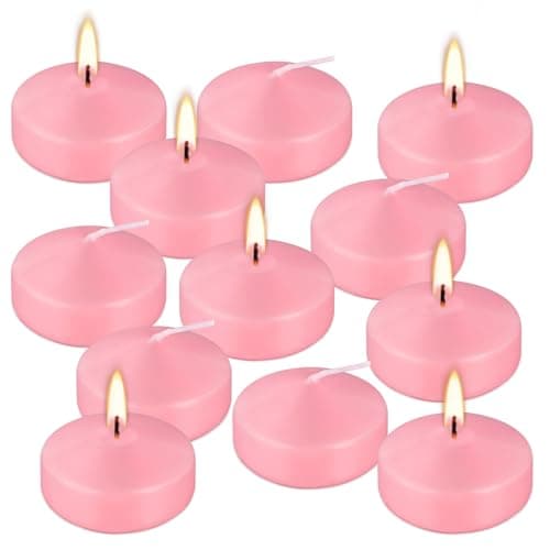 12-Pack 2-Inch Pink Floating Candles - Romantic Decor for Celebrations, and Parties