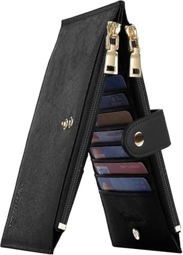 Travelambo RFID Wallet Women Large Size Bifold Multi Card Wallet Case with Zipper Pocke Credit Card Holder for Women